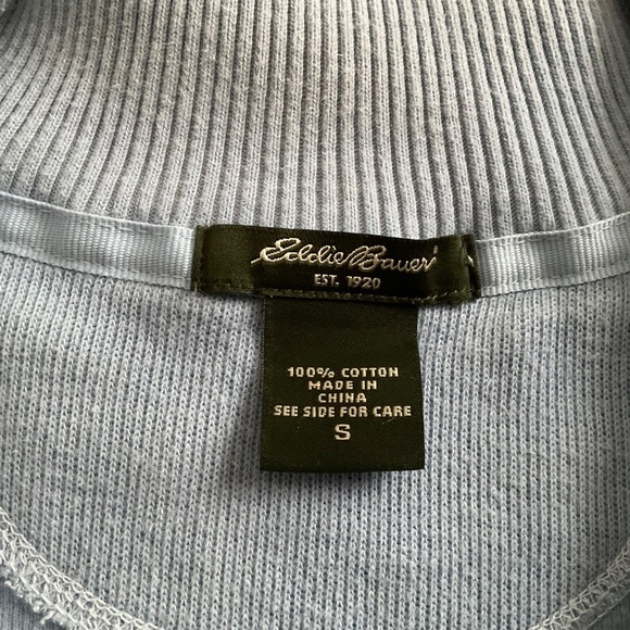 Eddie Bauer Women 1/2 Zip Sweater Sz S Light Blue Classic Preppy Old Money - Picture 3 of 11